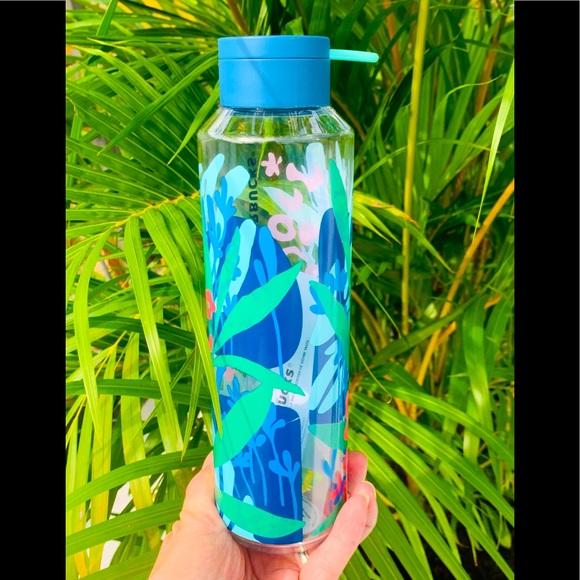 Starbucks Cheetah Water Bottle Tumbler Jungle Floral Animal Plastic Cup New 24oz - Picture 3 of 11